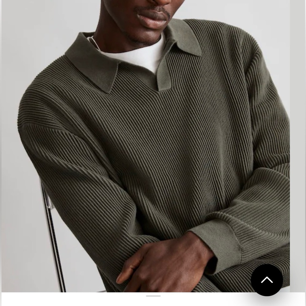 Madewell Johnny-Collar Long-Sleeve Sweater Polo sz S